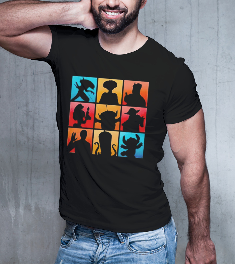 The Alien Gang Iconic Pop Culture Sci-Fi Silhouettes Compilation T-Shirt