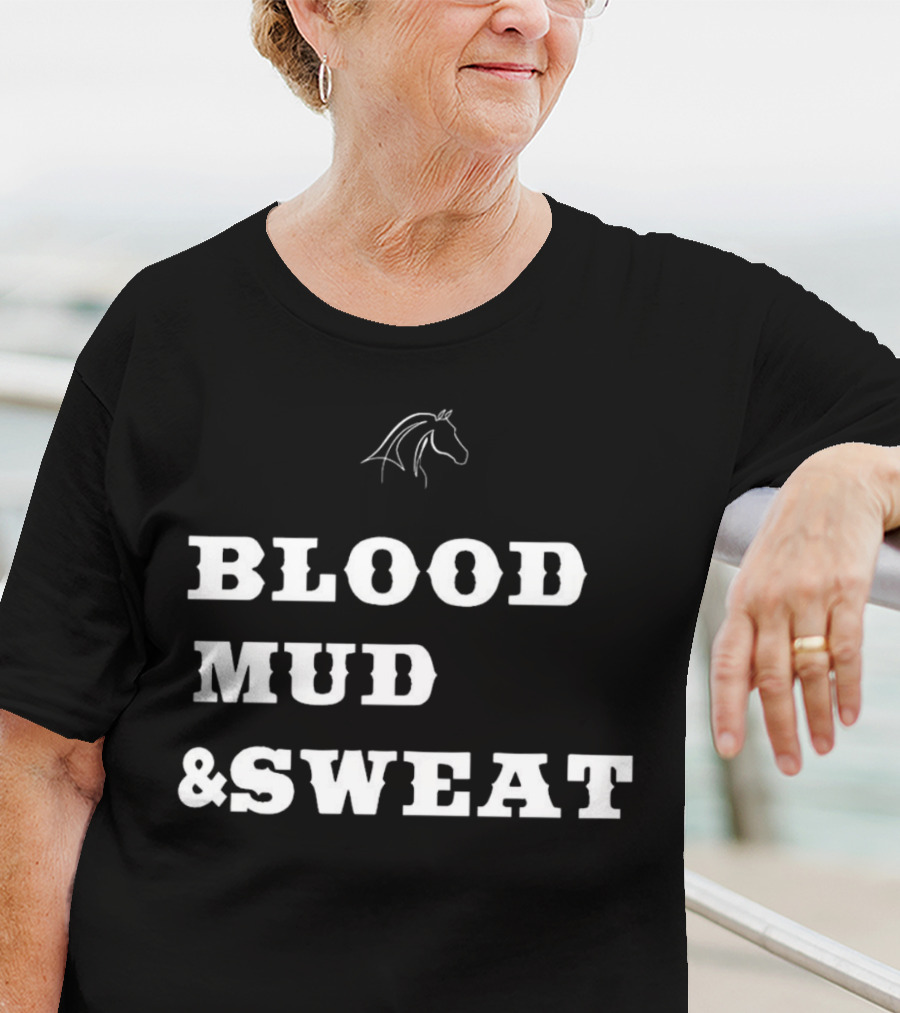 Blood Mud And Sweat Thoroughbred Horse Head T-Shirt