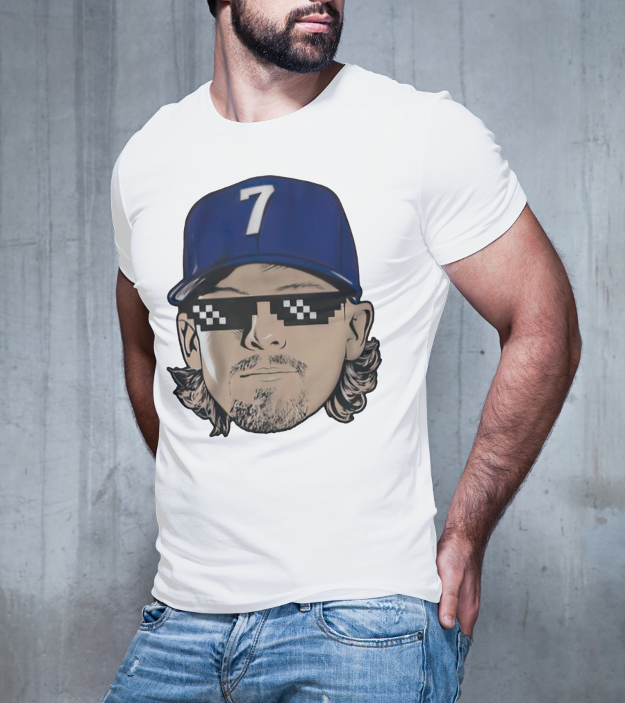 Bobby Witt Jr. Deal With It Kansas City Royals Pixelated Glasses Cap Number 7 T-Shirt