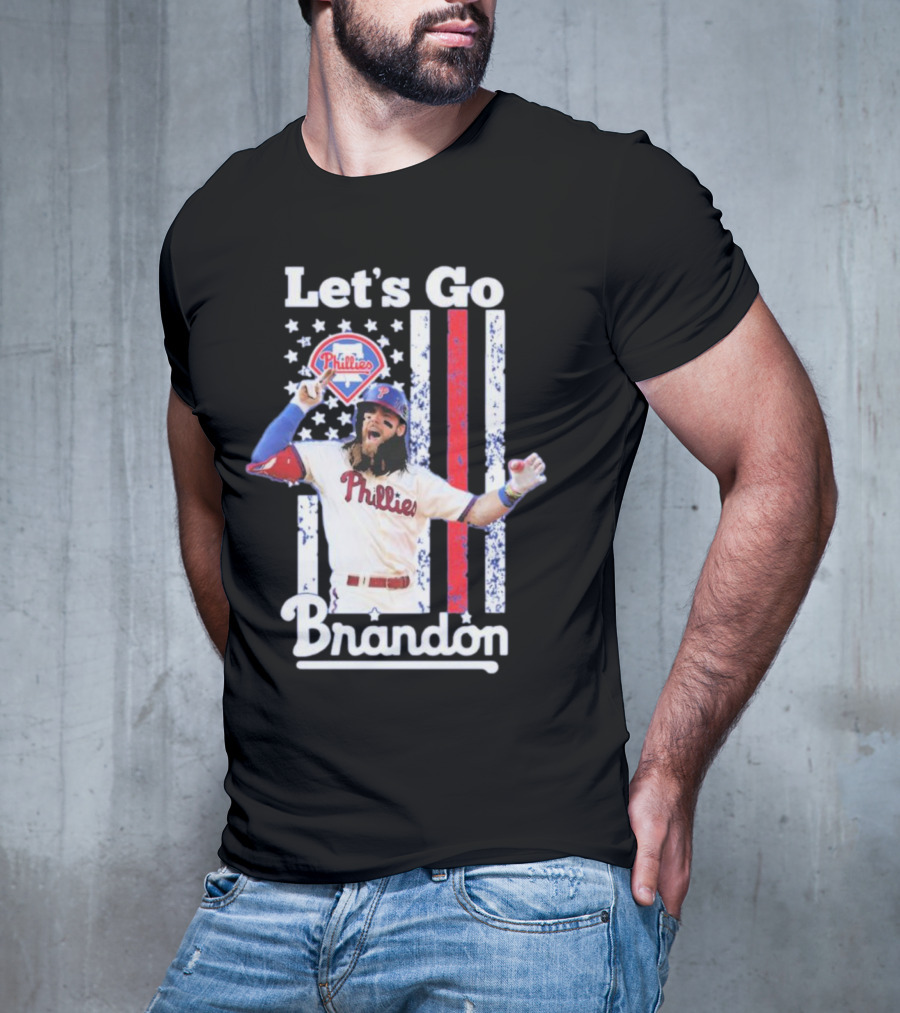 Philadelphia Phillies Let’s Go Brandon Baseball American Flag Stars Stripes T-Shirt