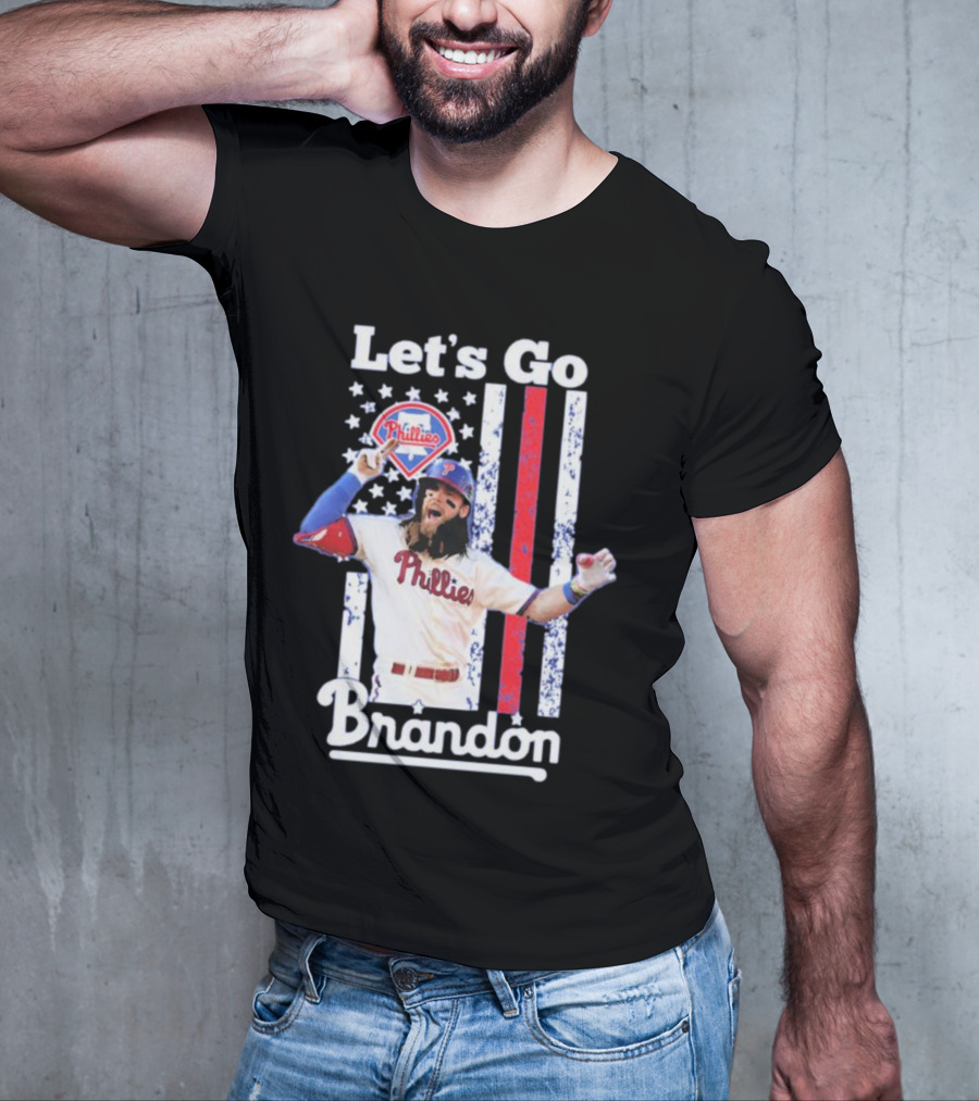 Philadelphia Phillies Let’s Go Brandon Baseball American Flag Stars Stripes T-Shirt