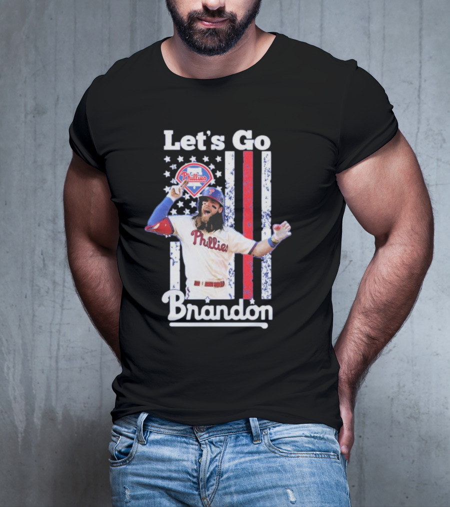 Philadelphia Phillies Let’s Go Brandon Baseball American Flag Stars Stripes T-Shirt