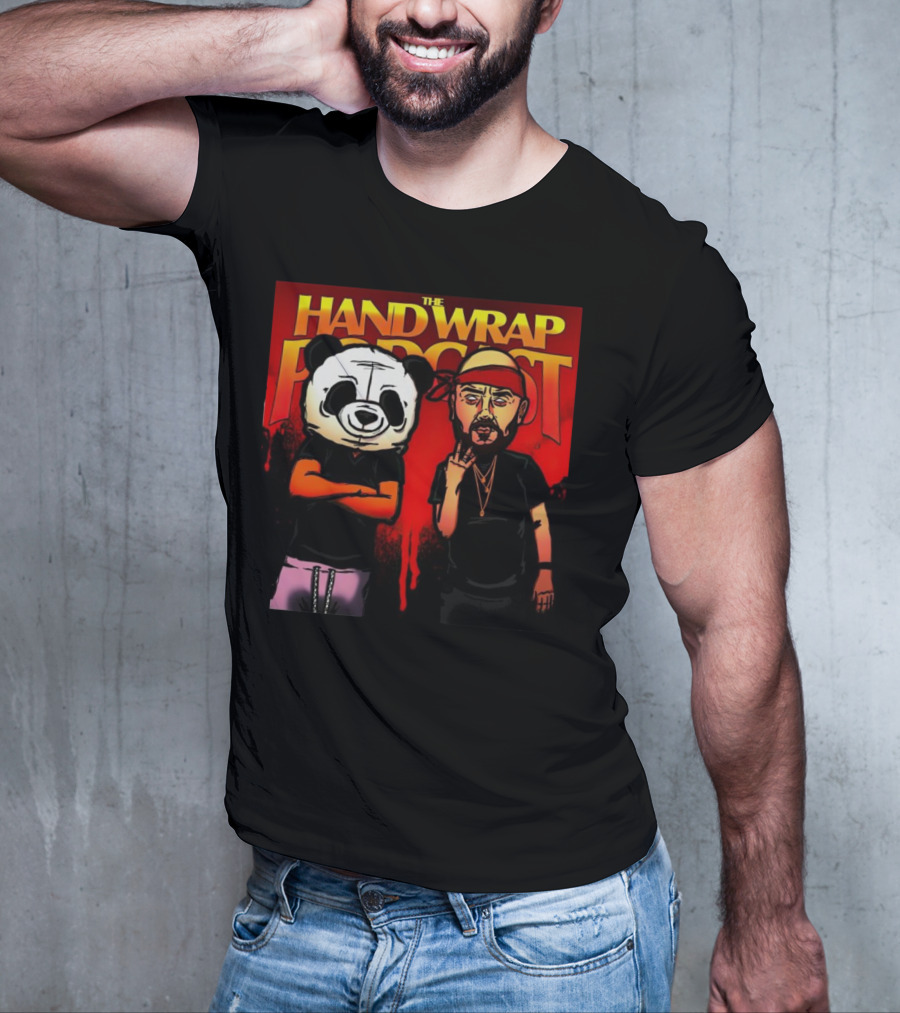 The Hand Wrap Podcast Panda Mask And Bandana Characters T-Shirt