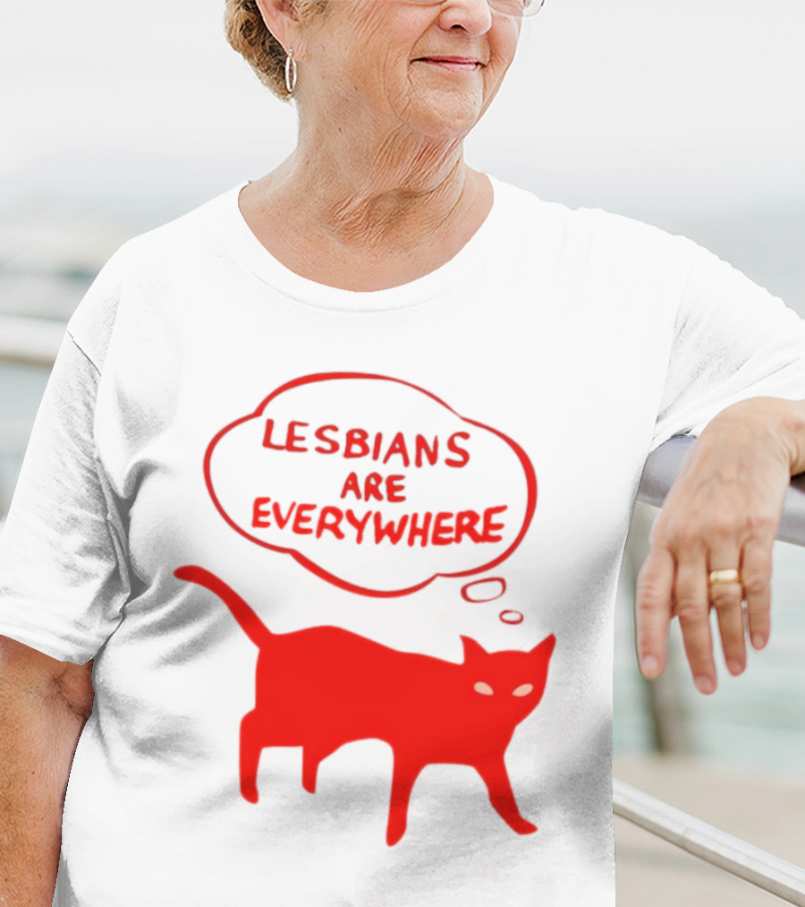 Lesbians Are Everywhere Red Cat T-Shirt