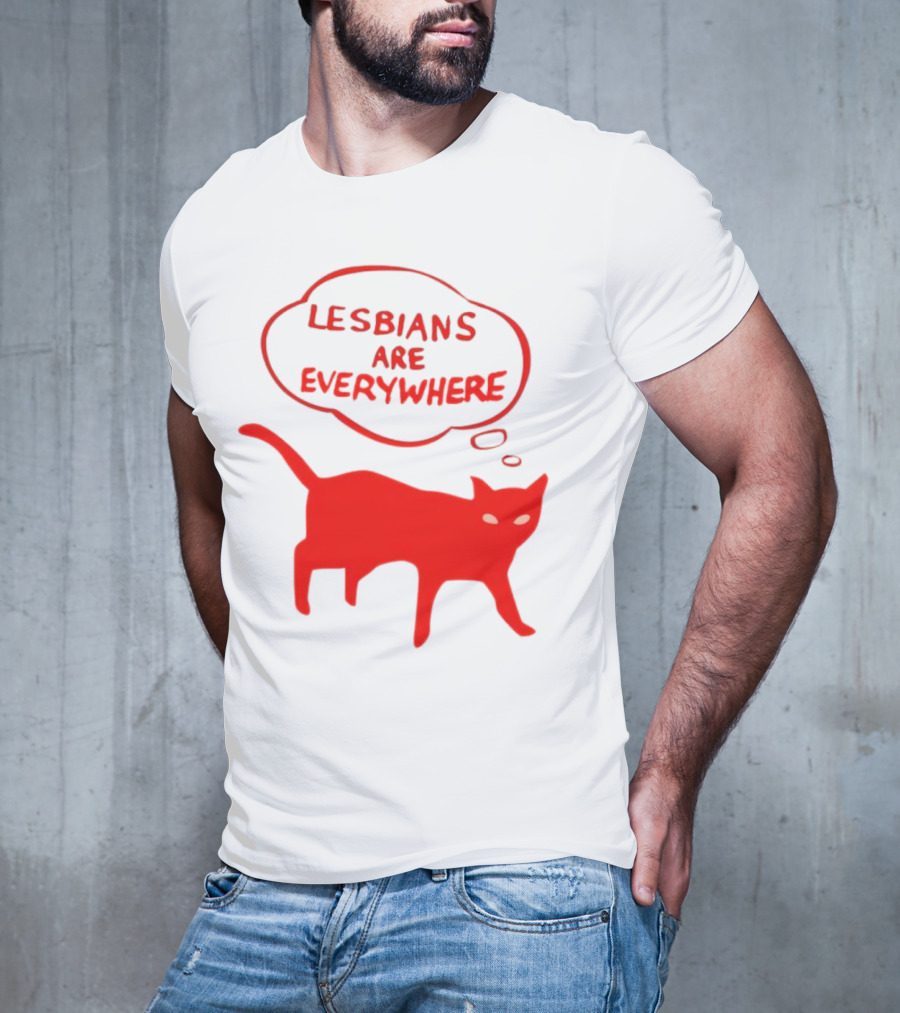 Lesbians Are Everywhere Red Cat T-Shirt