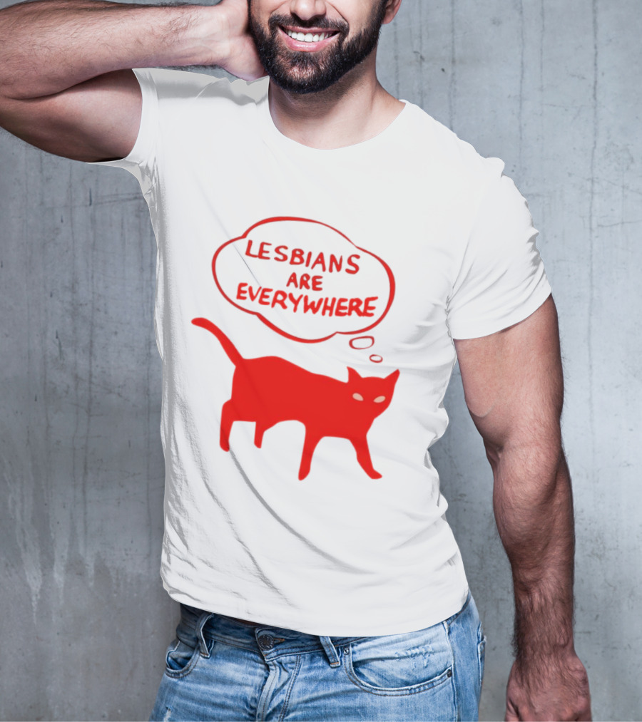 Lesbians Are Everywhere Red Cat T-Shirt