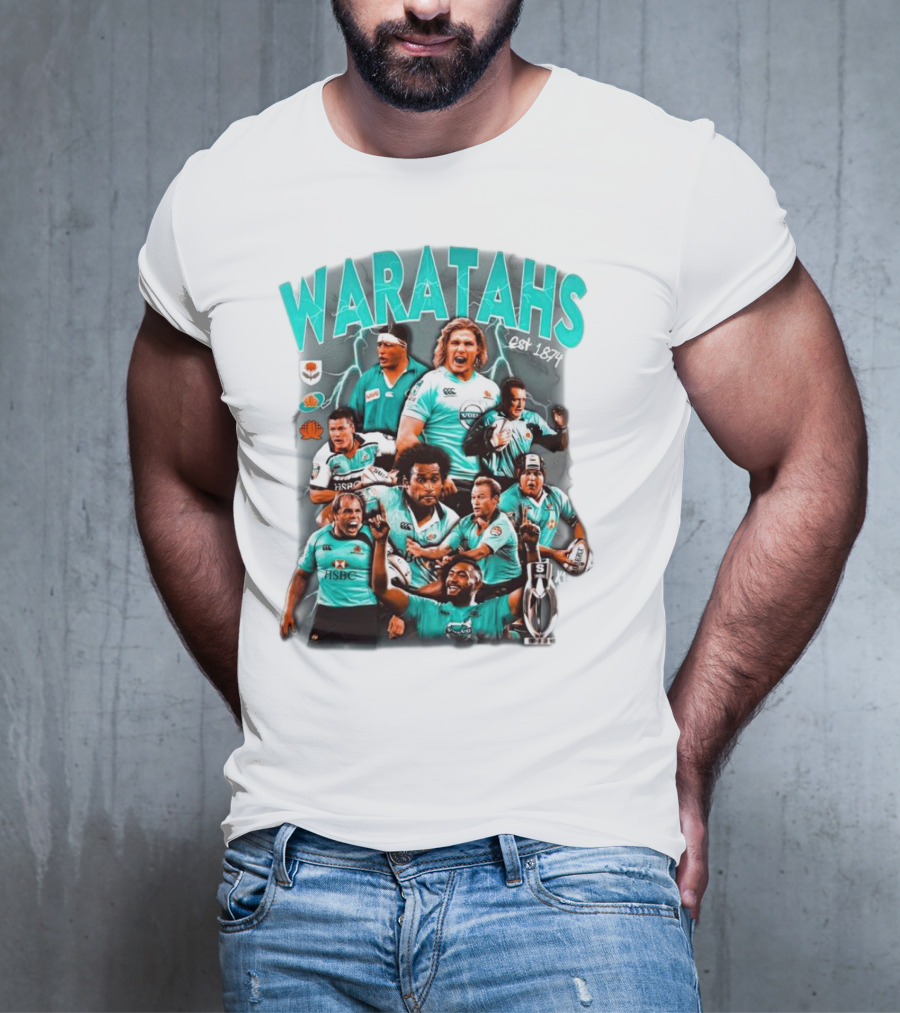 Waratahs Est 1874 Rugby Legends Portrait Featuring HSBC Team Players T-Shirt