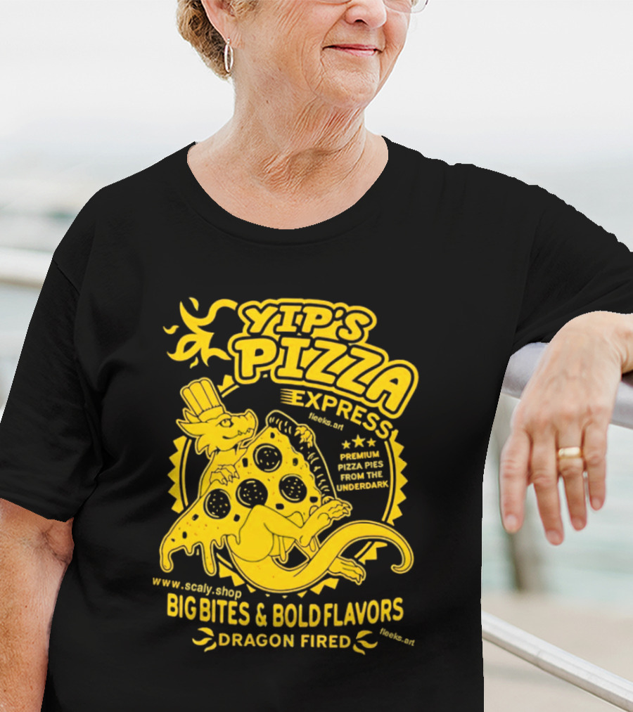 Yip's Pizza Express Dragon Fired Big Bites And Bold Flavors Premium Pizza Pies From The Underdark T-Shirt