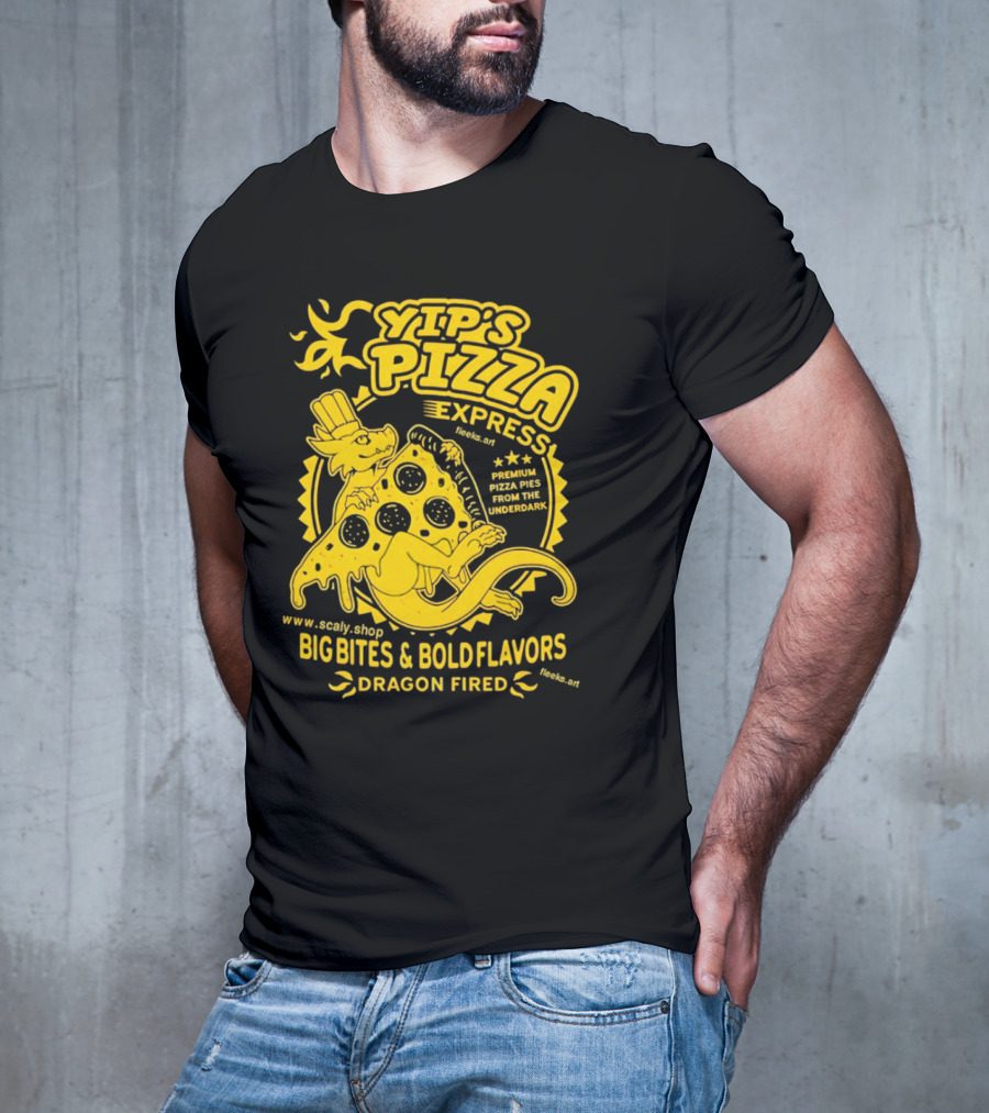 Yip's Pizza Express Dragon Fired Big Bites And Bold Flavors Premium Pizza Pies From The Underdark T-Shirt