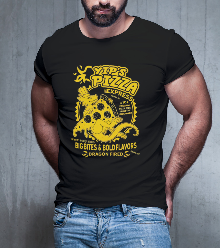 Yip's Pizza Express Dragon Fired Big Bites And Bold Flavors Premium Pizza Pies From The Underdark T-Shirt
