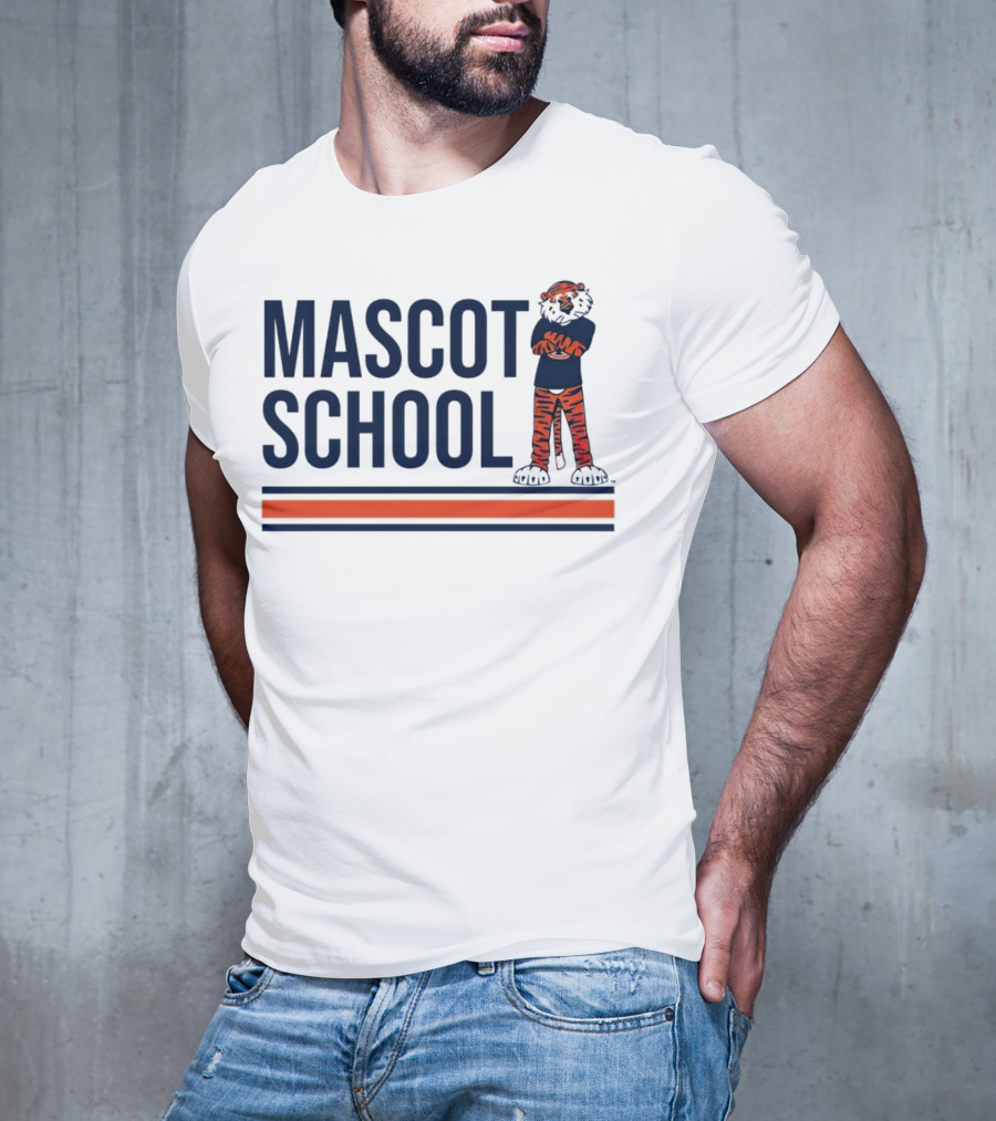 Auburn Tigers Mascot School Tiger Stripes Navy And Orange T-Shirt