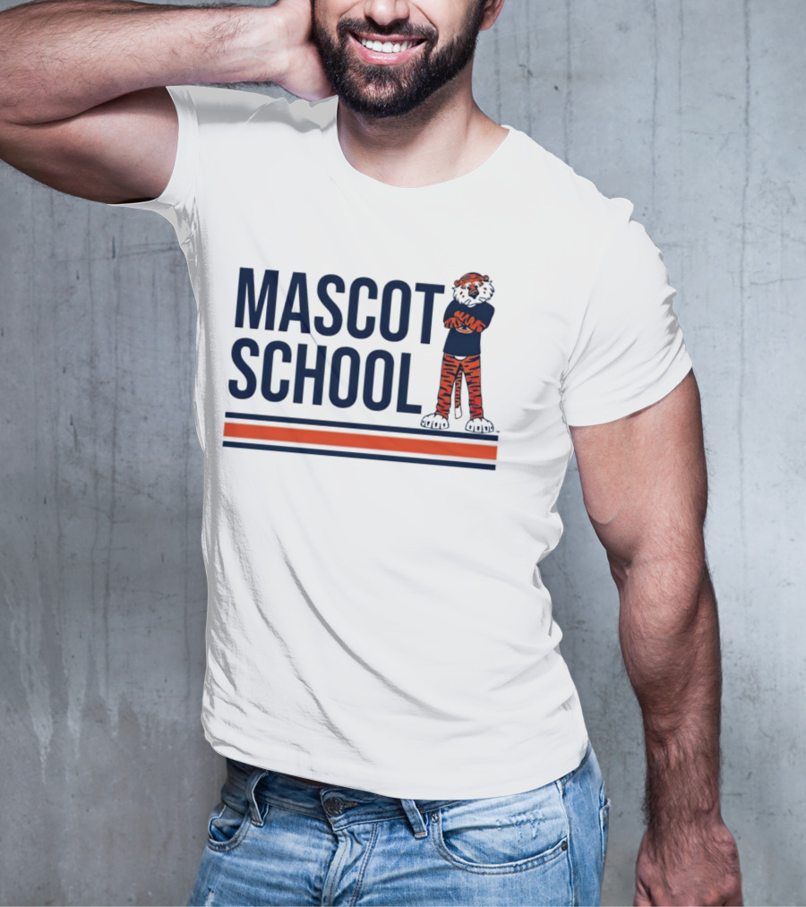 Auburn Tigers Mascot School Tiger Stripes Navy And Orange T-Shirt