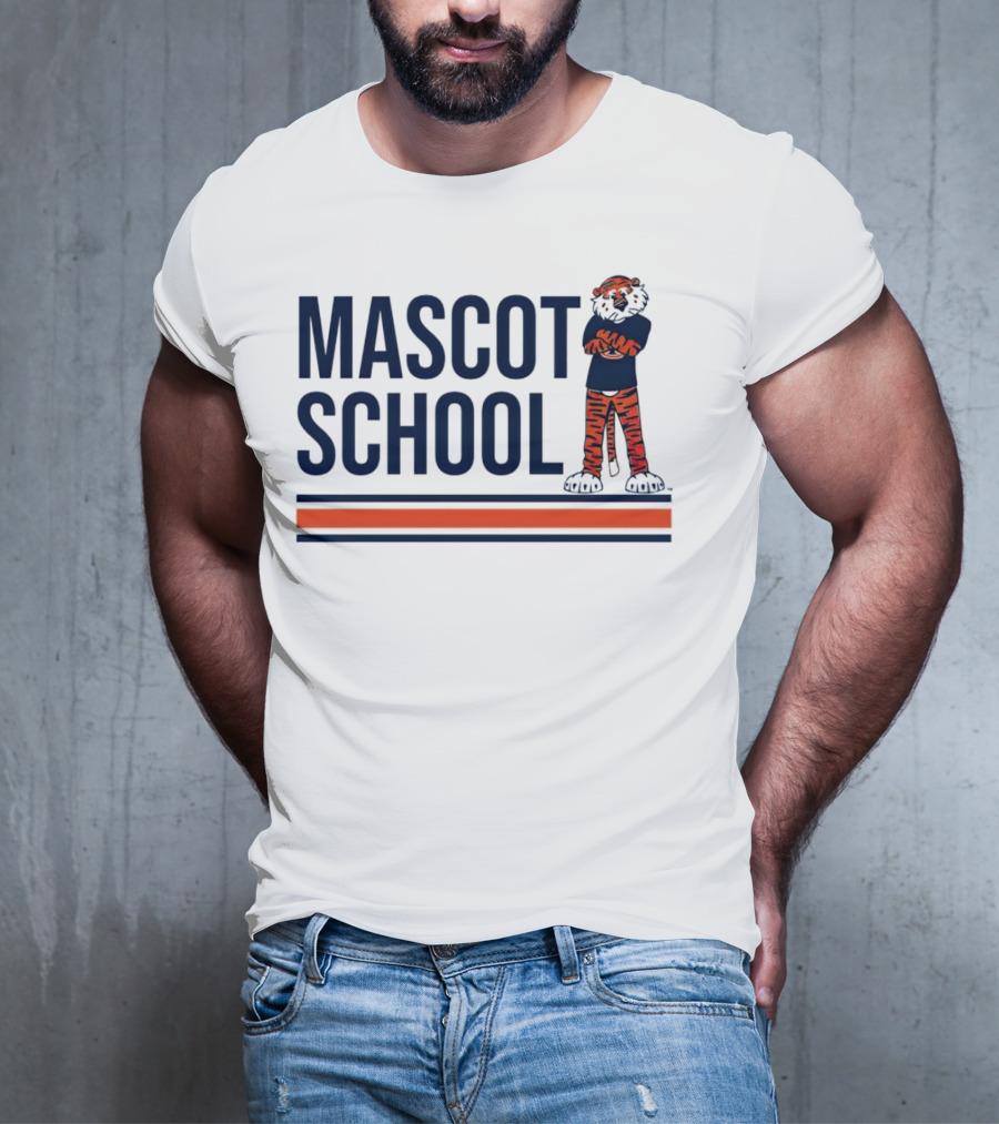 Auburn Tigers Mascot School Tiger Stripes Navy And Orange T-Shirt