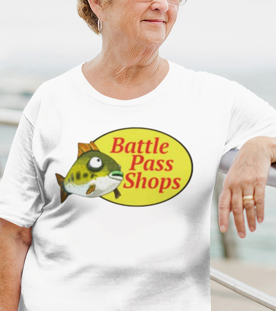 Battle Pass Shops Fish Logo Retro Inspired T-Shirt