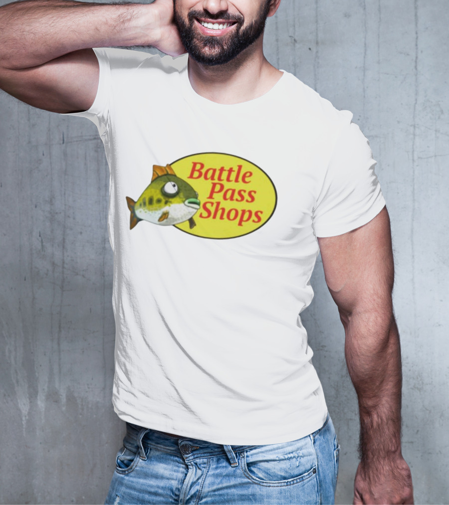 Battle Pass Shops Fish Logo Retro Inspired T-Shirt
