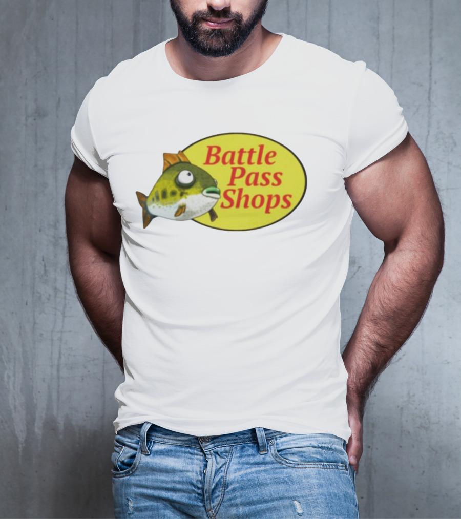 Battle Pass Shops Fish Logo Retro Inspired T-Shirt