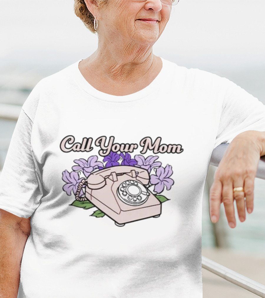 Call Your Mom Floral Vintage Telephone T-Shirt