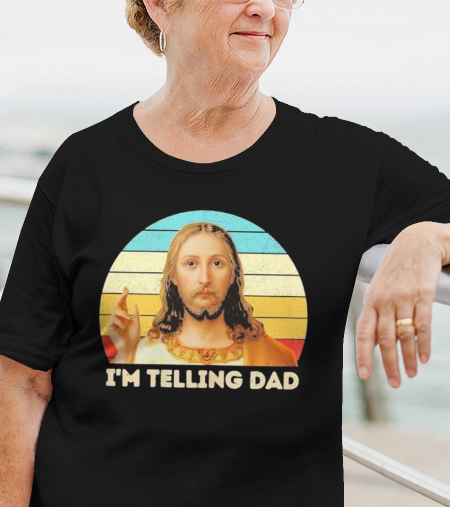 Christian Jesus I'm Telling Dad Retro T-Shirt