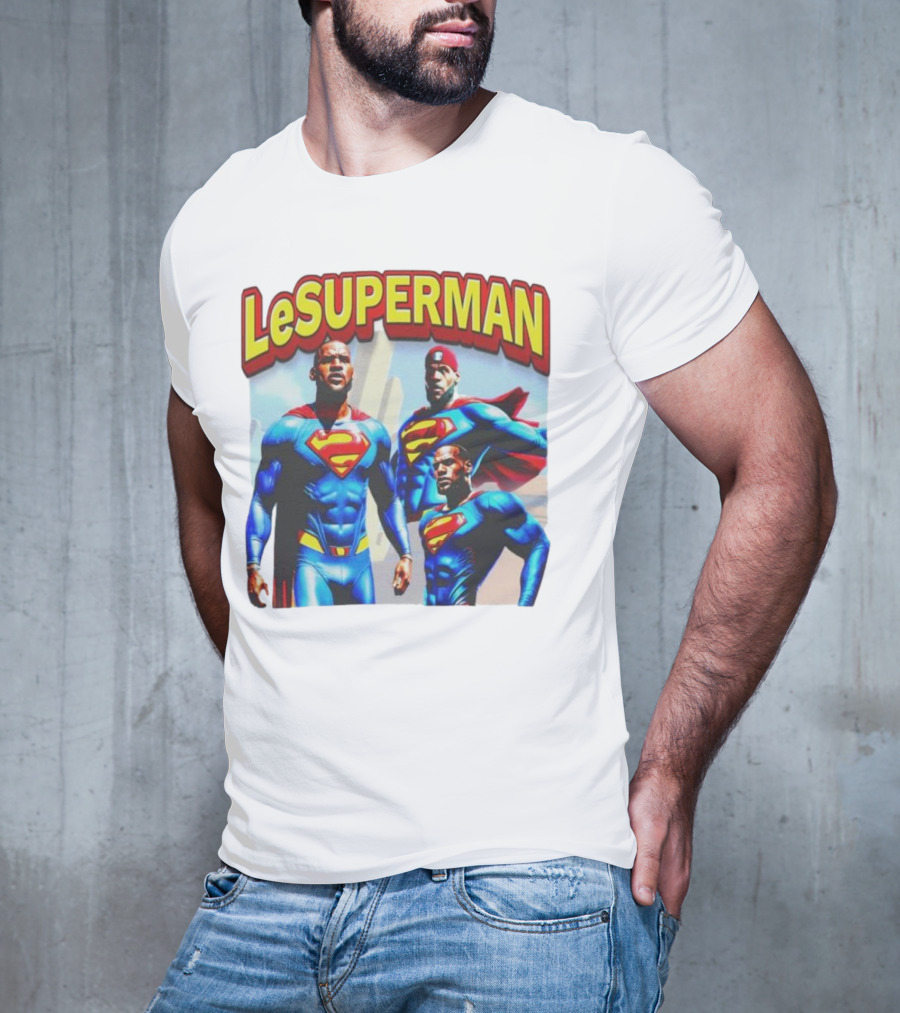 LeSuperman Lebron James Superman Trio Heroic Pose T-Shirt