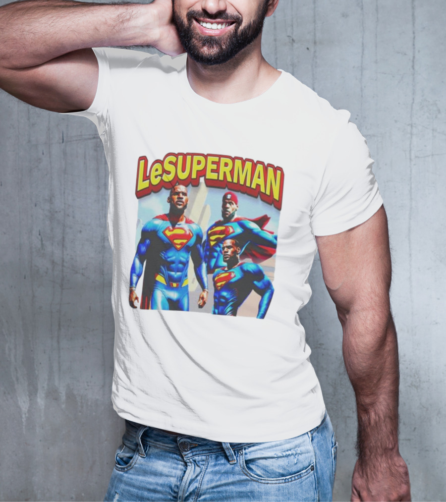LeSuperman Lebron James Superman Trio Heroic Pose T-Shirt