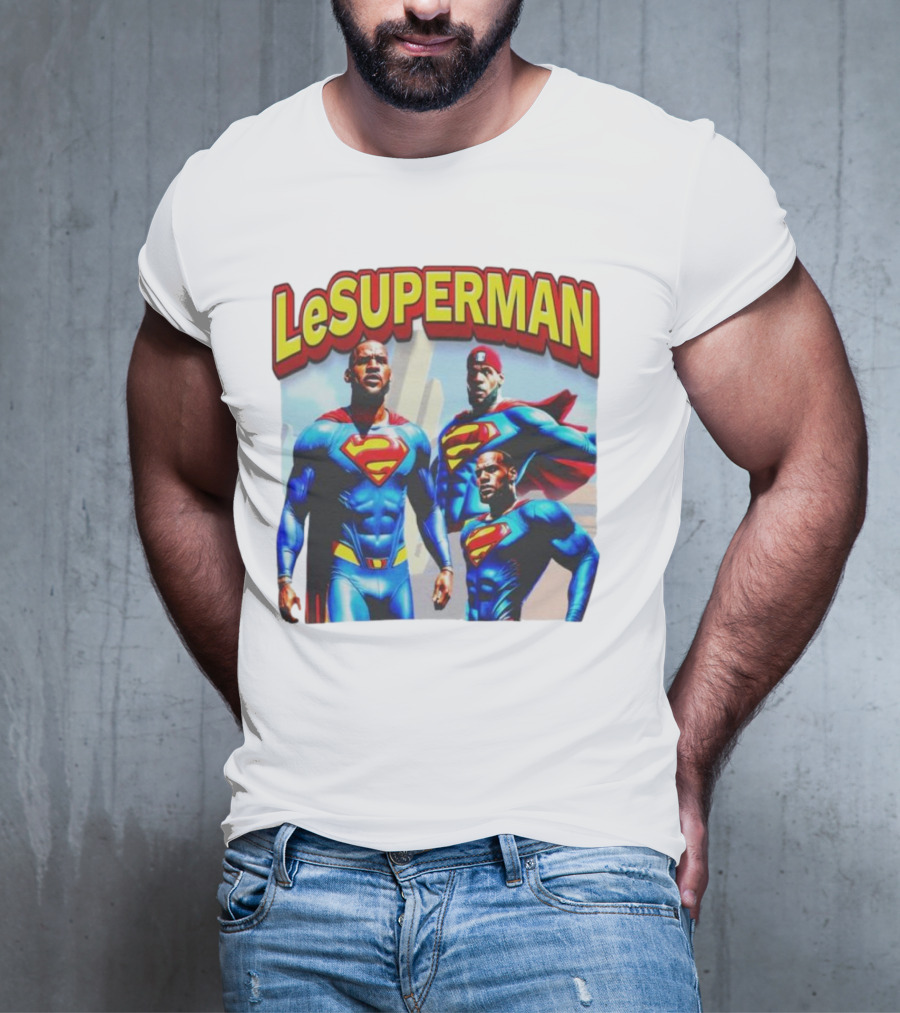 LeSuperman Lebron James Superman Trio Heroic Pose T-Shirt
