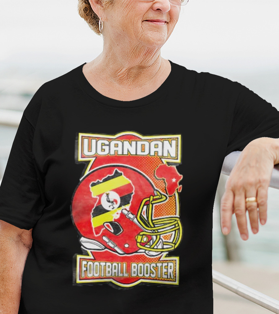 UGANDAN Football Booster Africa Map Flag Helmet T-Shirt