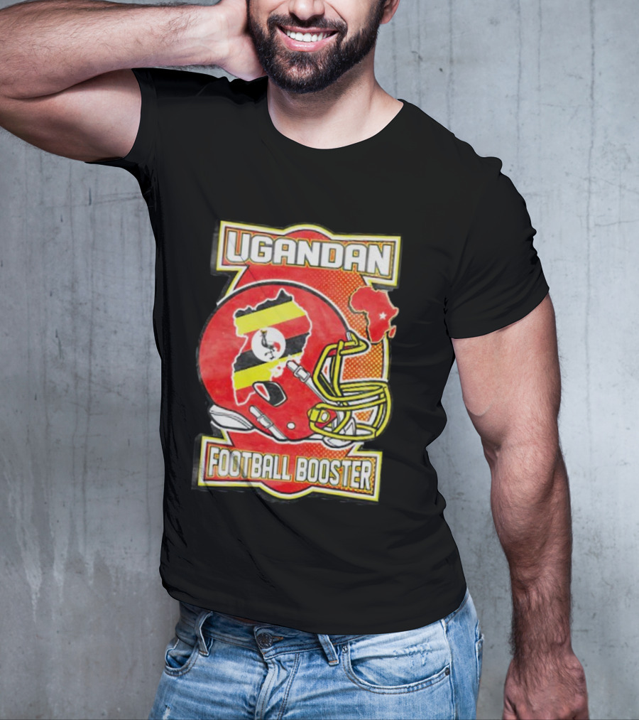 UGANDAN Football Booster Africa Map Flag Helmet T-Shirt