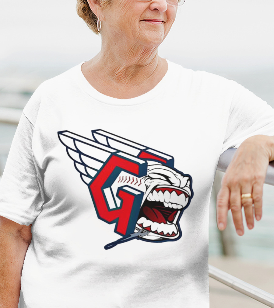 Cleveland Guardians Wings Logo With Fierce Expression T-Shirt