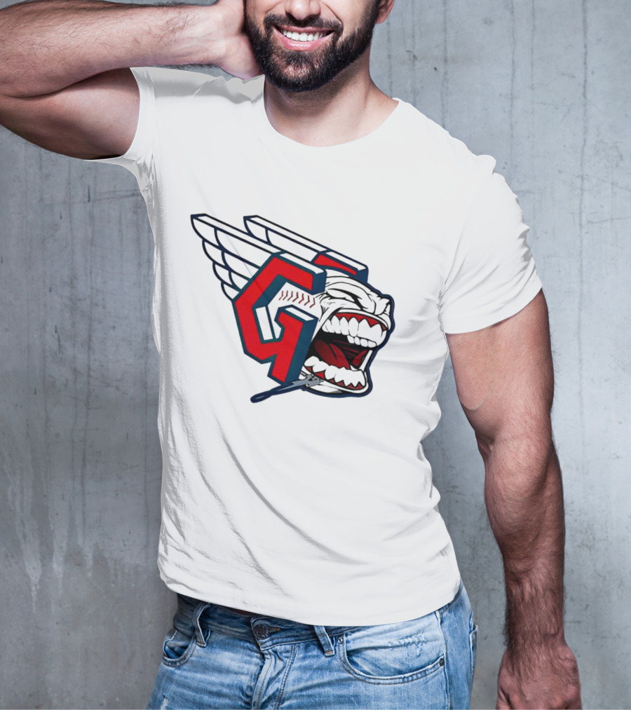 Cleveland Guardians Wings Logo With Fierce Expression T-Shirt