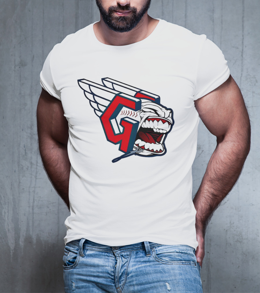 Cleveland Guardians Wings Logo With Fierce Expression T-Shirt