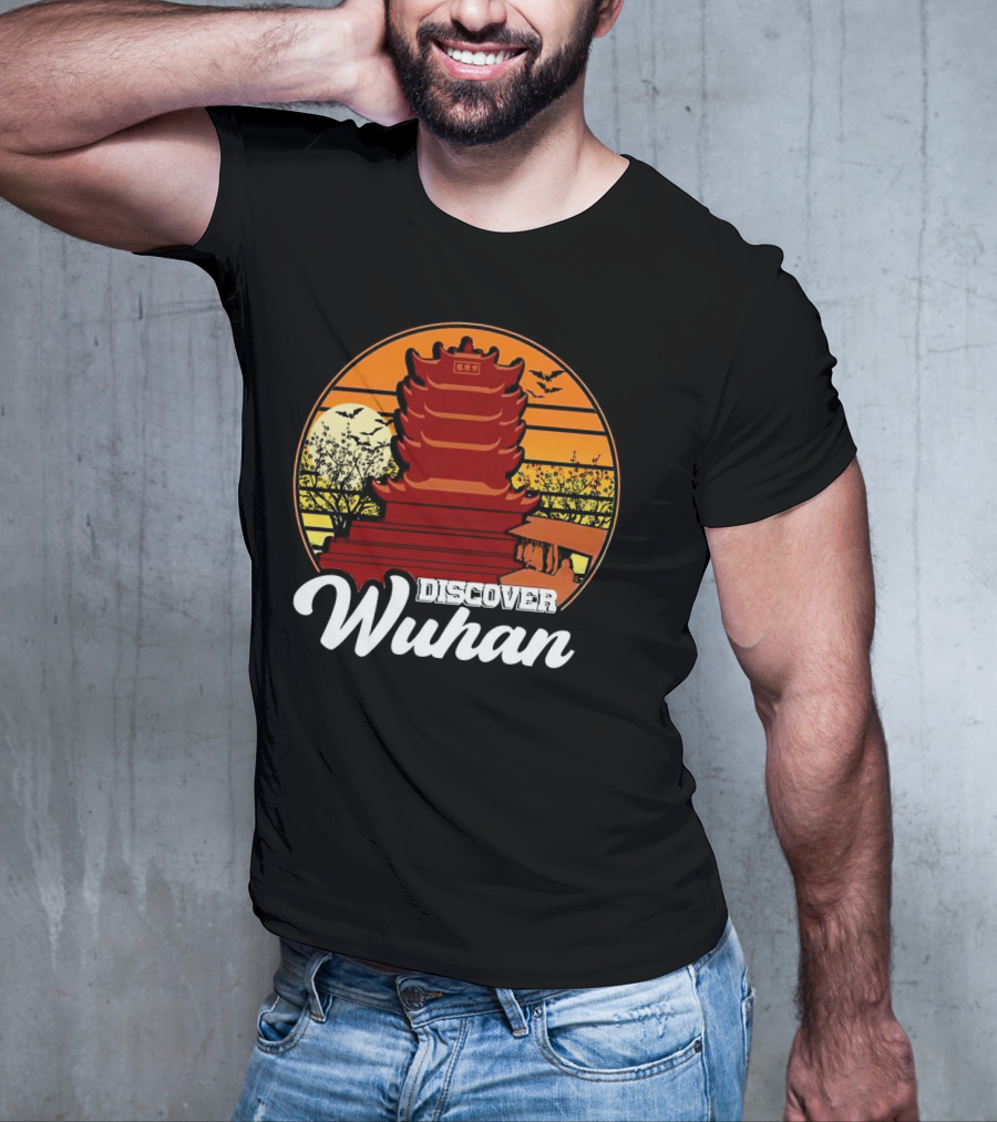 Discover Wuhan Pagoda Vintage Sunset Scene T-Shirt