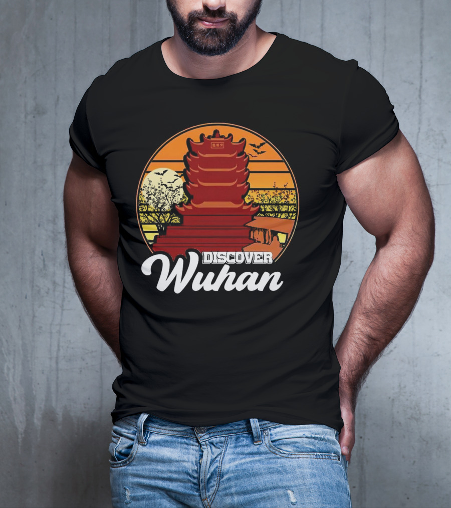 Discover Wuhan Pagoda Vintage Sunset Scene T-Shirt