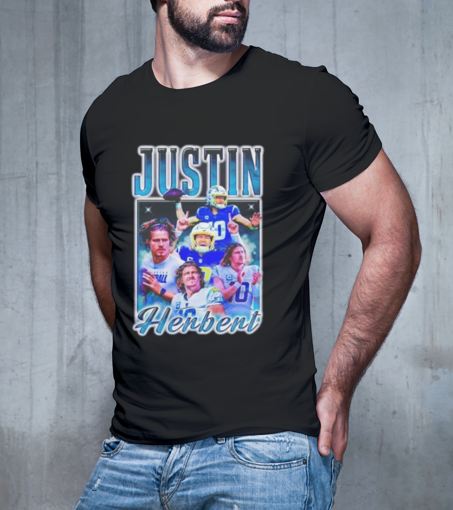 Justin Herbert Dynamic Football Moments Layered T-Shirt