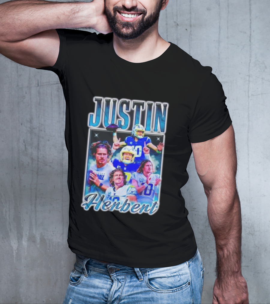 Justin Herbert Dynamic Football Moments Layered T-Shirt