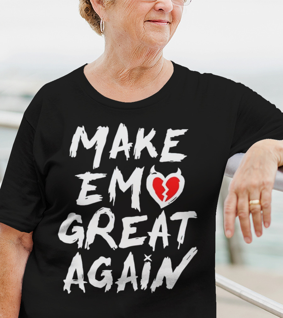 MAKE EMO GREAT AGAIN Broken Heart Devil Horns T-Shirt