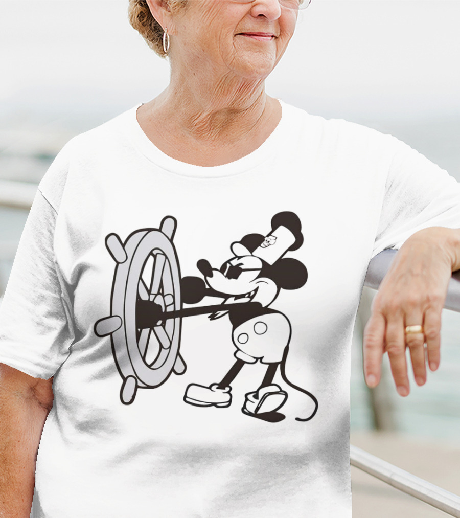 Steamboat Willie Mickey Mouse Pirate Steering Wheel T-Shirt
