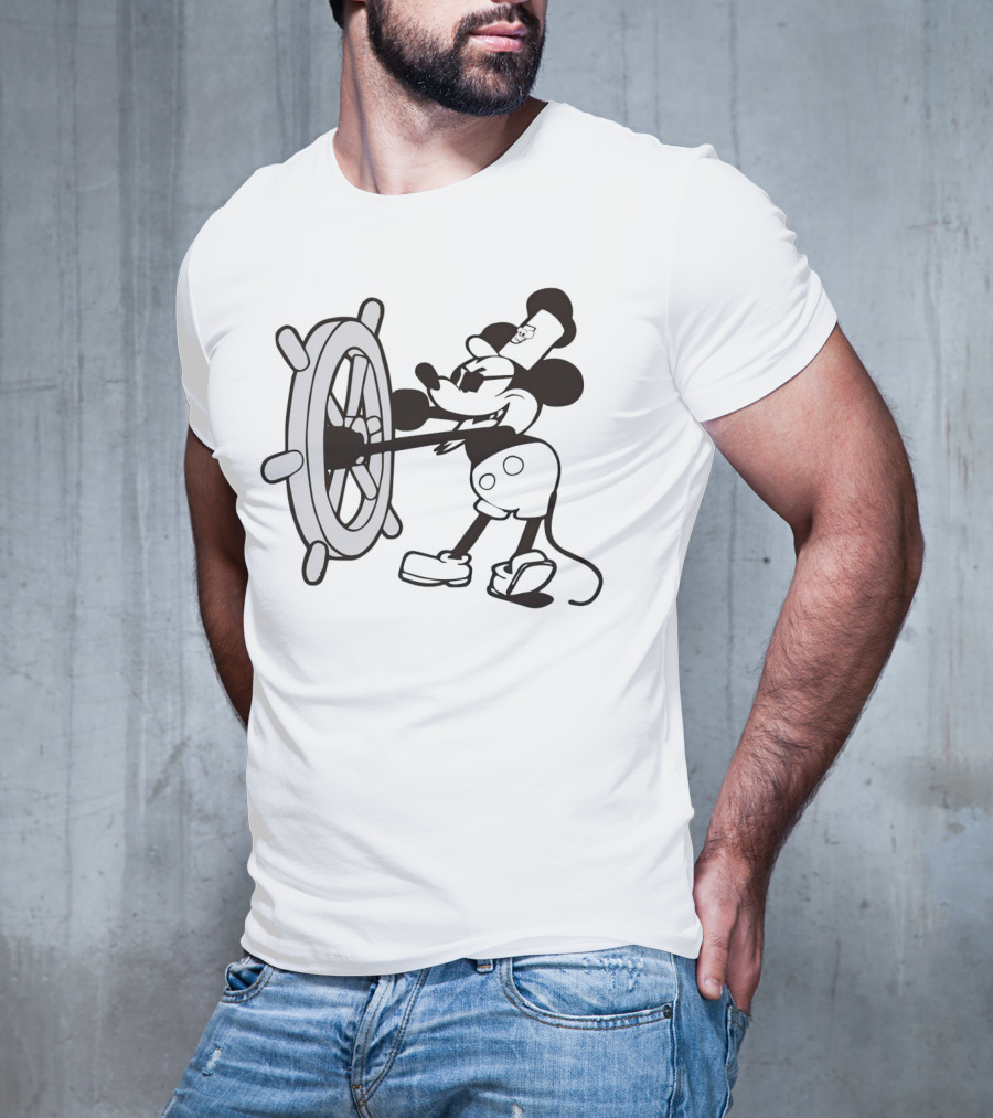 Steamboat Willie Mickey Mouse Pirate Steering Wheel T-Shirt
