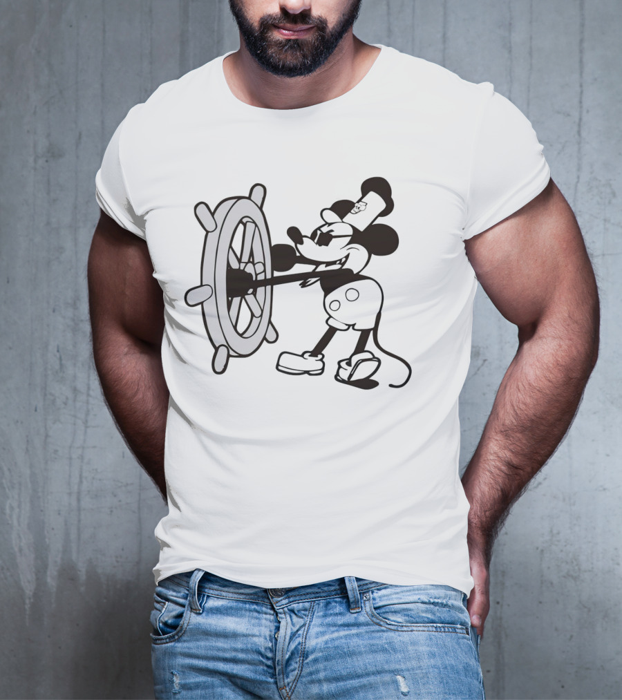 Steamboat Willie Mickey Mouse Pirate Steering Wheel T-Shirt