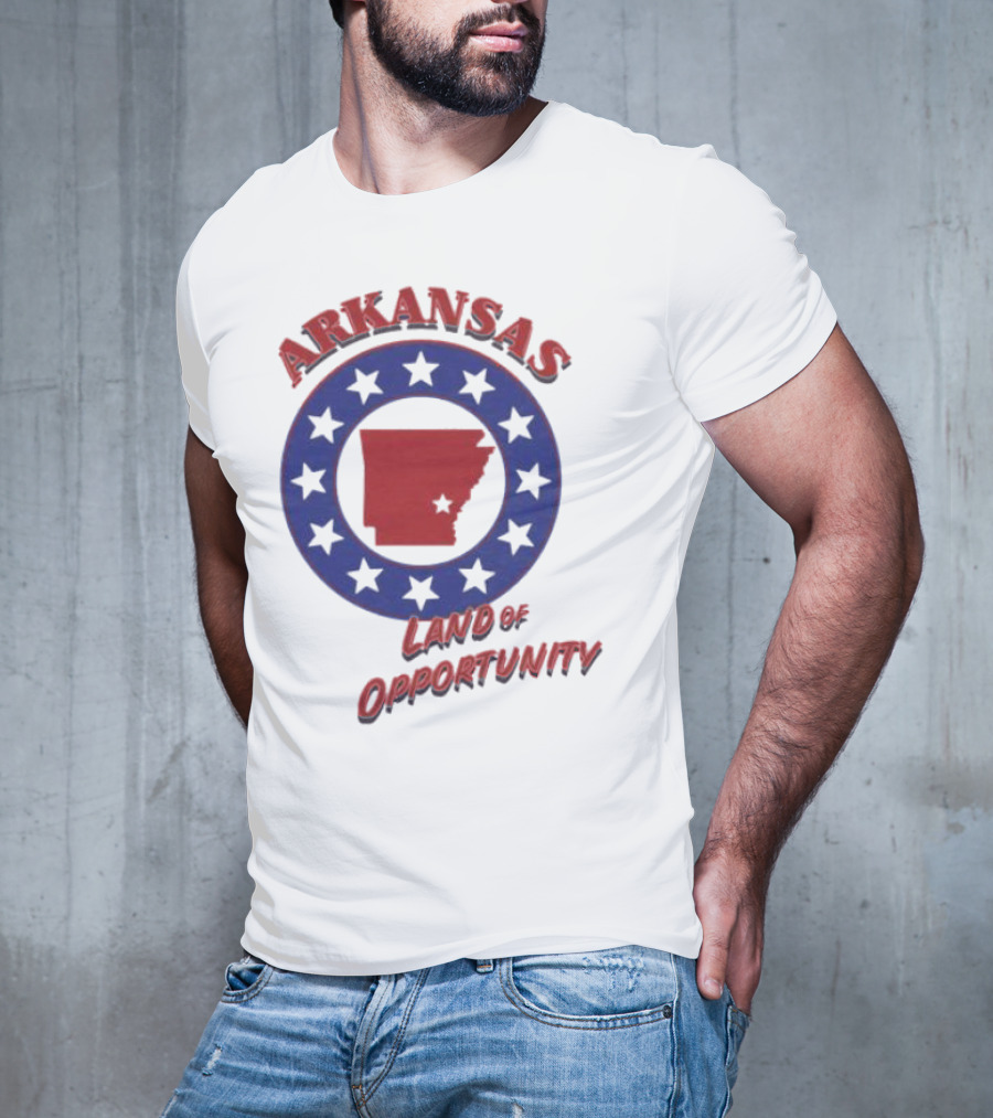 Arkansas Land Of Opportunity Red State Blue Star Circle T-Shirt
