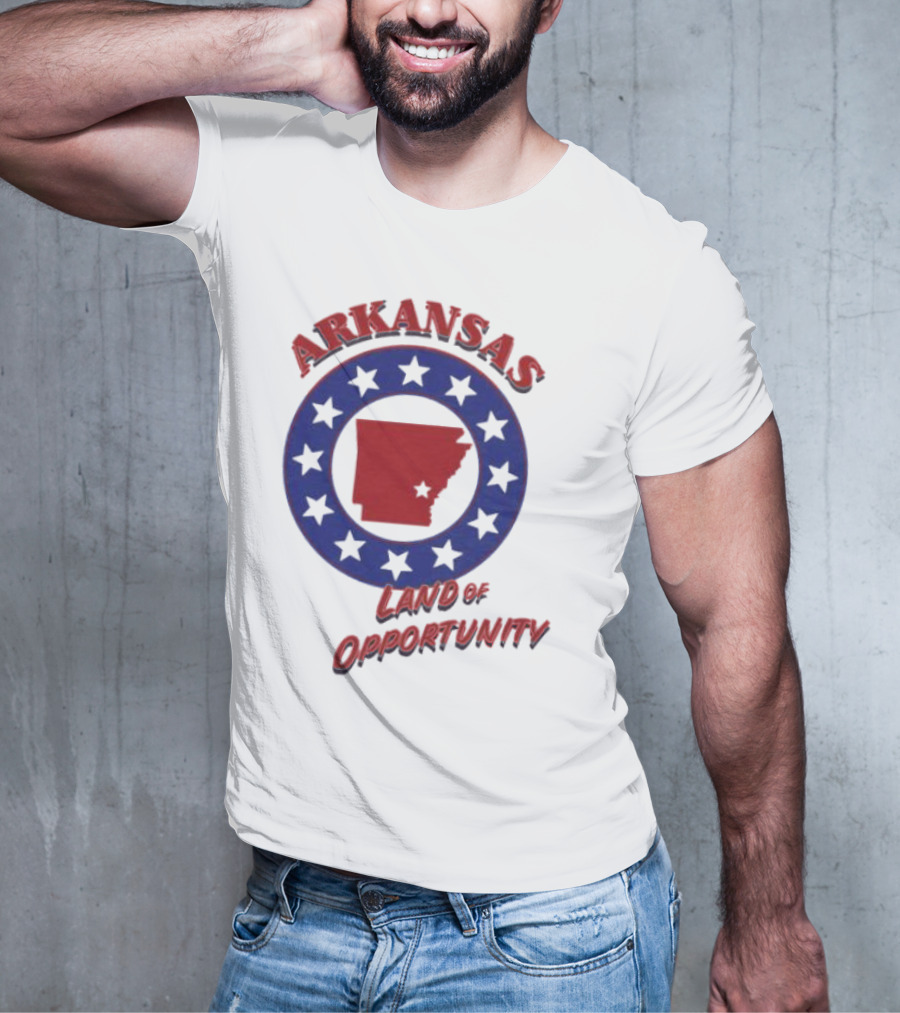 Arkansas Land Of Opportunity Red State Blue Star Circle T-Shirt