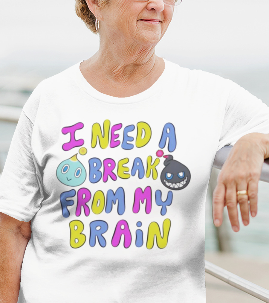 I Need A Break From My Brain With Playful Cartoon Characters T-Shirt