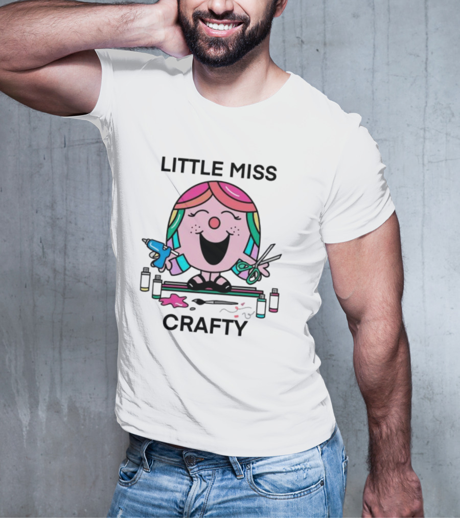 Little Miss Crafty Colorful Art Tools And Smiling Character T-Shirt