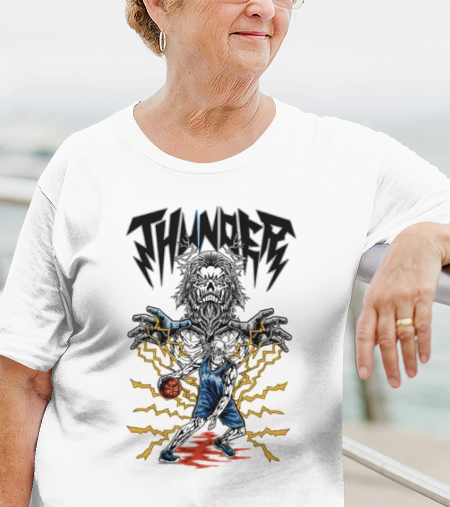 THUNDER Basketball Skeleton Power Burst T-Shirt