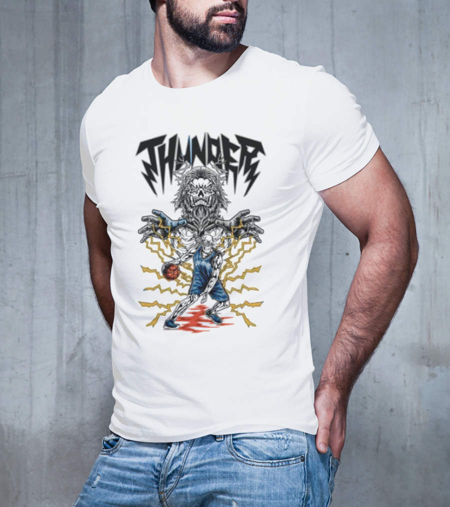 THUNDER Basketball Skeleton Power Burst T-Shirt