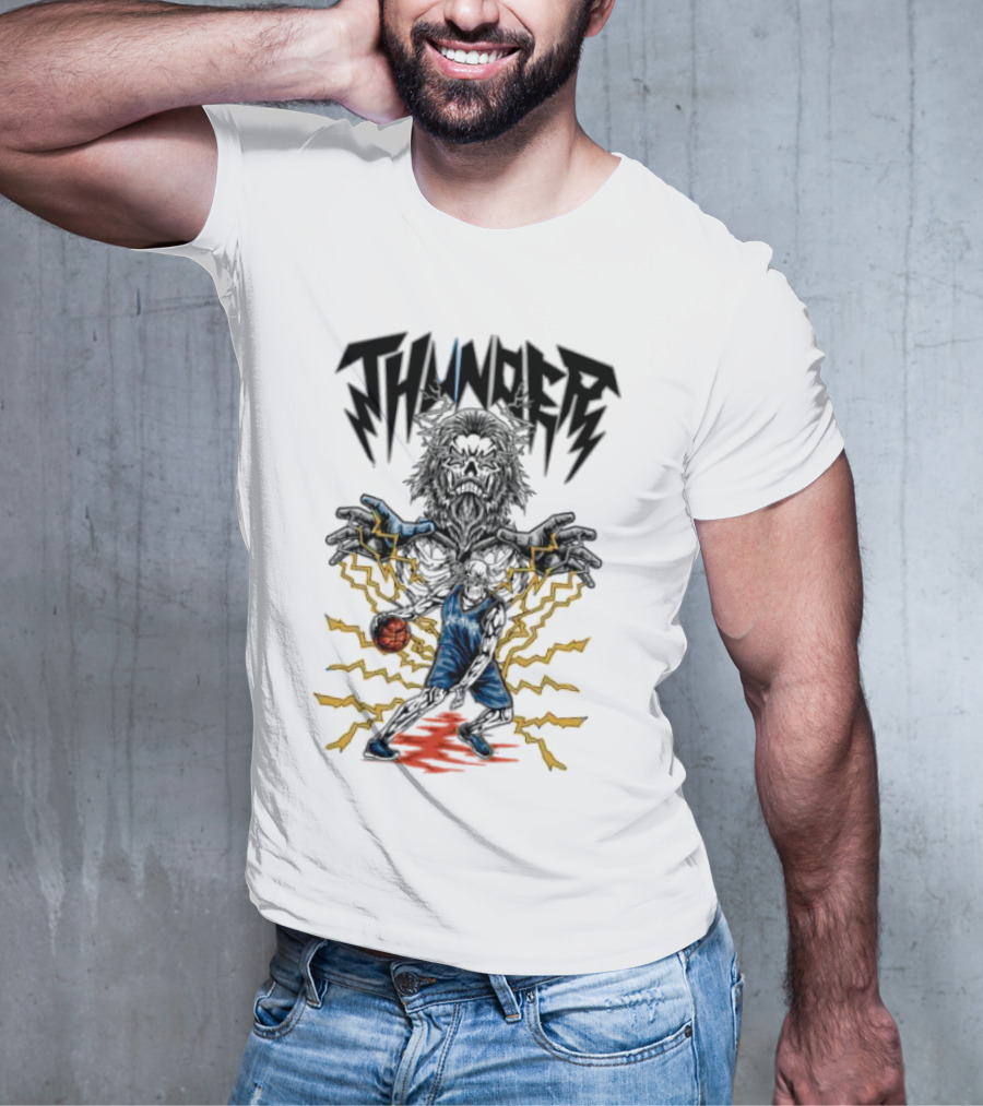 THUNDER Basketball Skeleton Power Burst T-Shirt