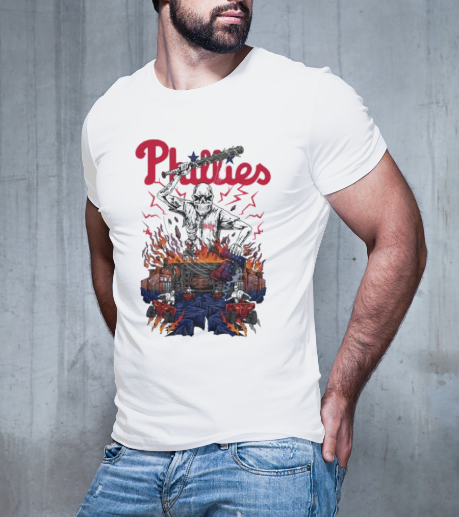 Phillies Ring The Bell Skeleton Flames T-Shirt
