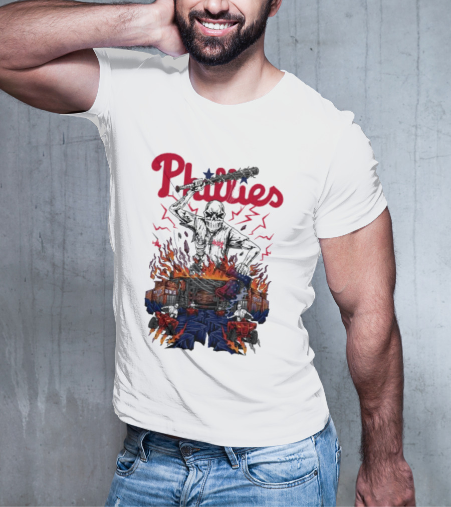 Phillies Ring The Bell Skeleton Flames T-Shirt