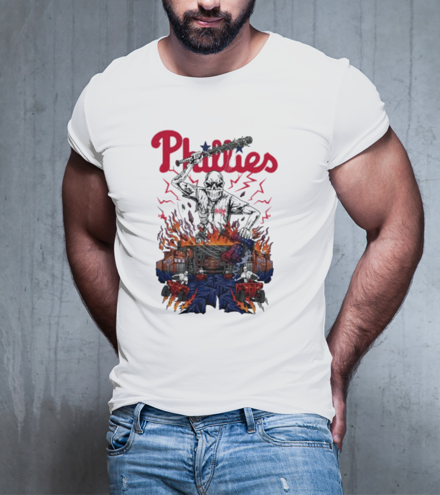 Phillies Ring The Bell Skeleton Flames T-Shirt