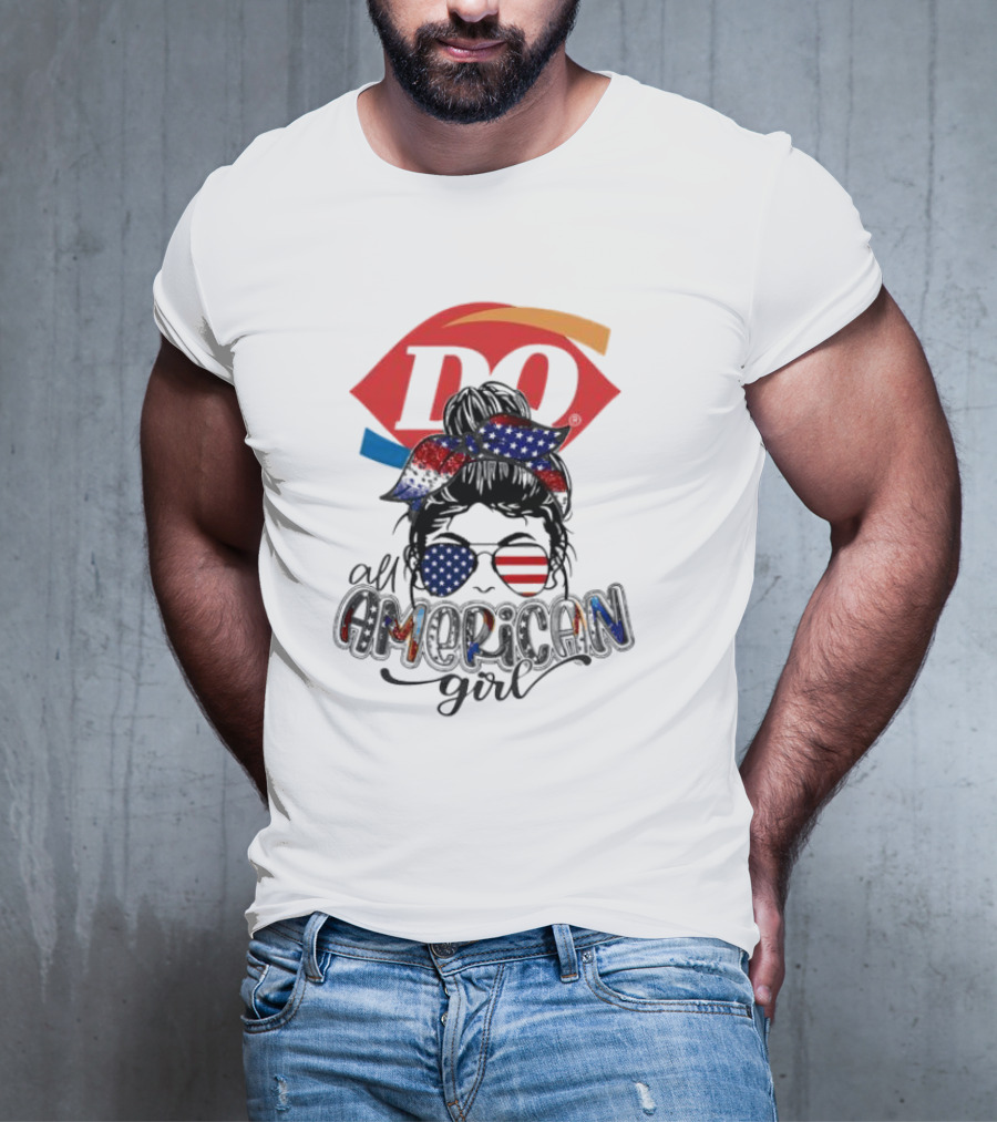 Dairy Queen All American Girl Messy Bun Patriotic髁 T-Shirt