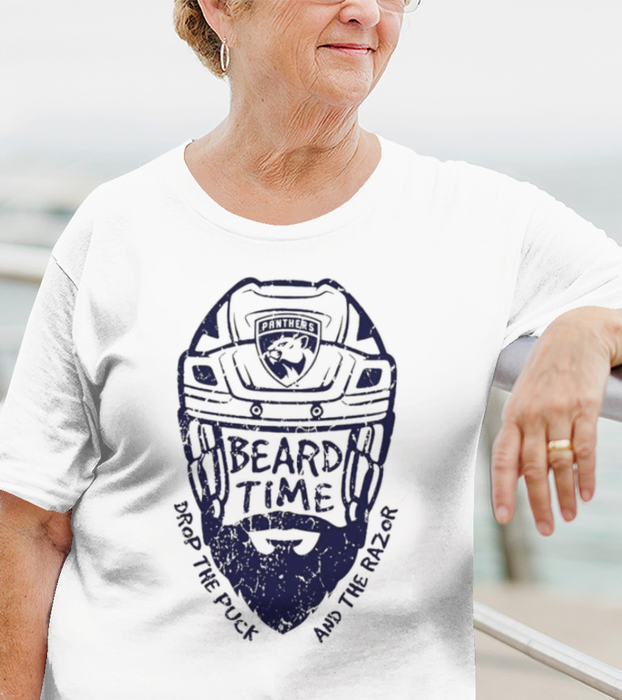 Florida Panthers Beard Time Drop The Puck And The Razor Hockey T-Shirt